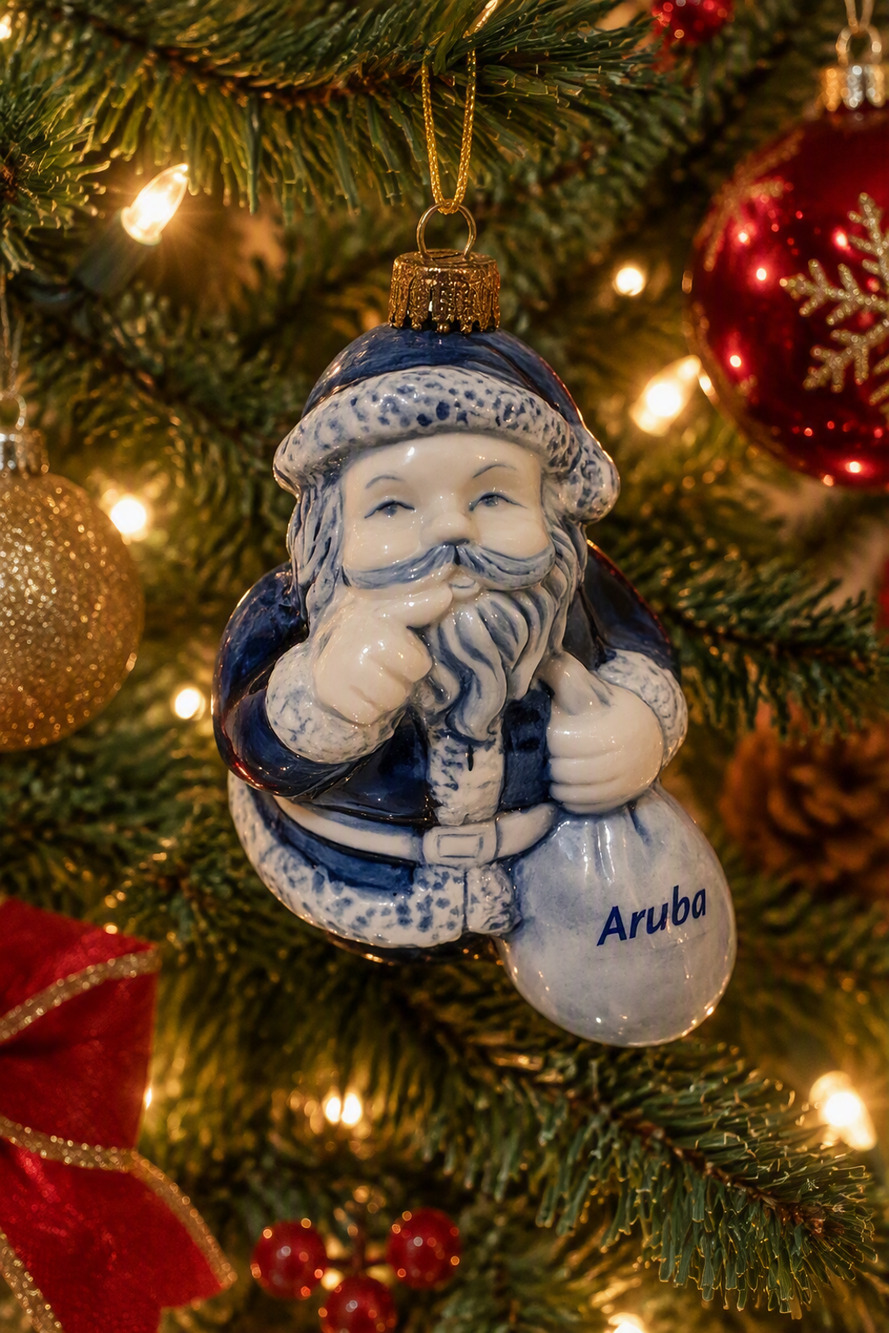 Vintage Delft Blue White Ceramic Christmas Ornament Aruba 5 1/4" Star